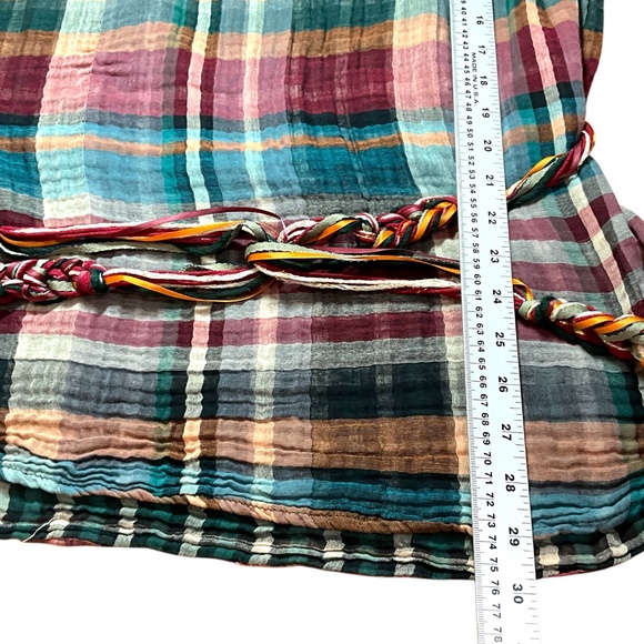 DESIGUAL Blus Sully 100% Cotton Tunic Top Roll Tab Long Sleeve w/ Waist Tie XL - Picture 8 of 12